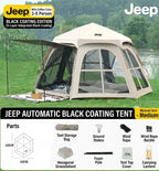 JEEP Camping Tent Outdoor Folding Portable Black-Coated Sunshade 2-in-1 Auto Pop-Up Rainproof Canopy