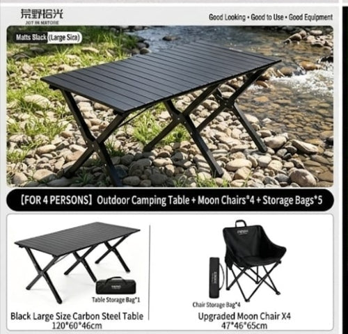 Portable Folding Camping Table and Chairs Set