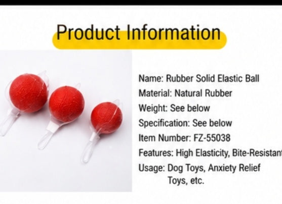 Durable Rubber Dog Ball Toy for Aggressive Chewers - Solid Elastic Teething Ball