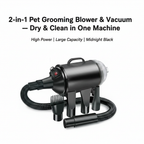 2-in-1 Pet Grooming Blower & Vacuum — High Power, Large Capacity (Midnight Black)