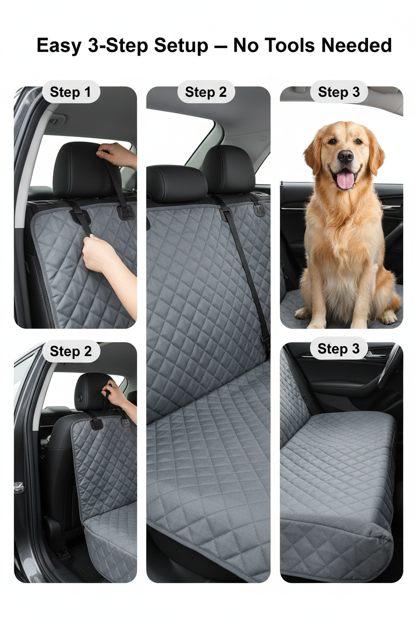 Pet Car Seat Cover — Waterproof & Fur-Proof Dog Car Mat (135 x 145 cm)
