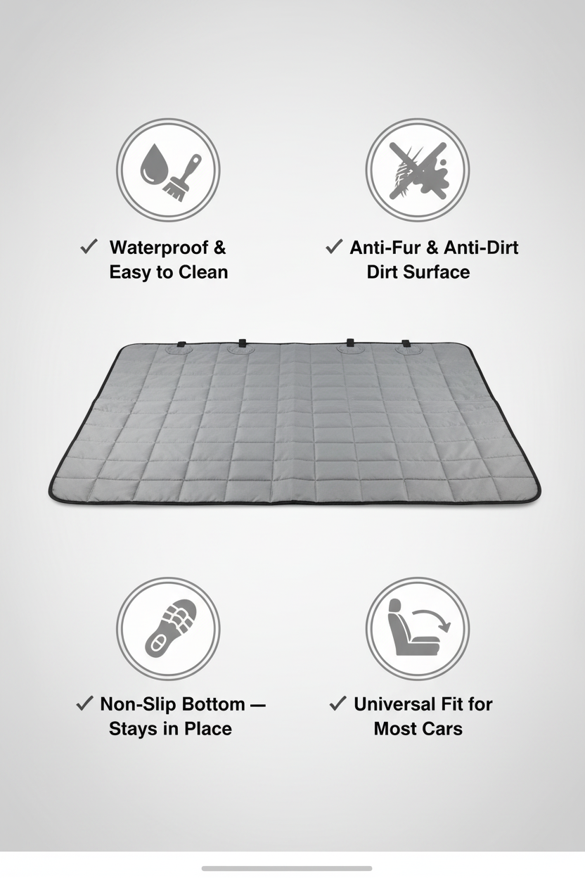 Pet Car Seat Cover — Waterproof & Fur-Proof Dog Car Mat (135 x 145 cm)