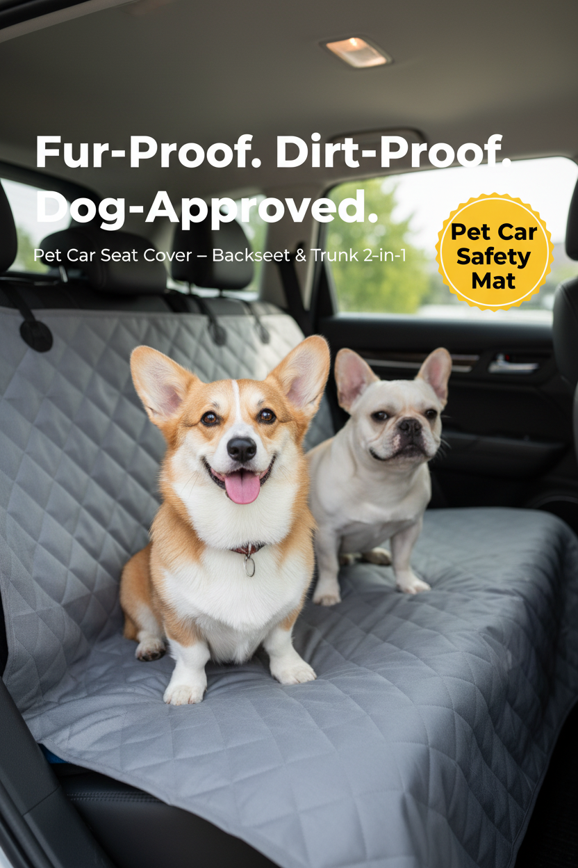 Pet Car Seat Cover — Waterproof & Fur-Proof Dog Car Mat (135 x 145 cm)