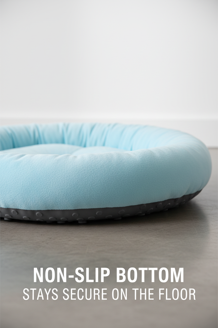 Close-up of the non-slip bottom of a cooling pet bed