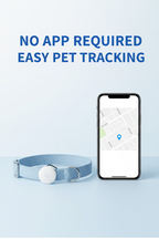 Pet collar tracker beside a smartphone