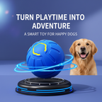 Happy dog enjoying an interactive smart bouncing ball
