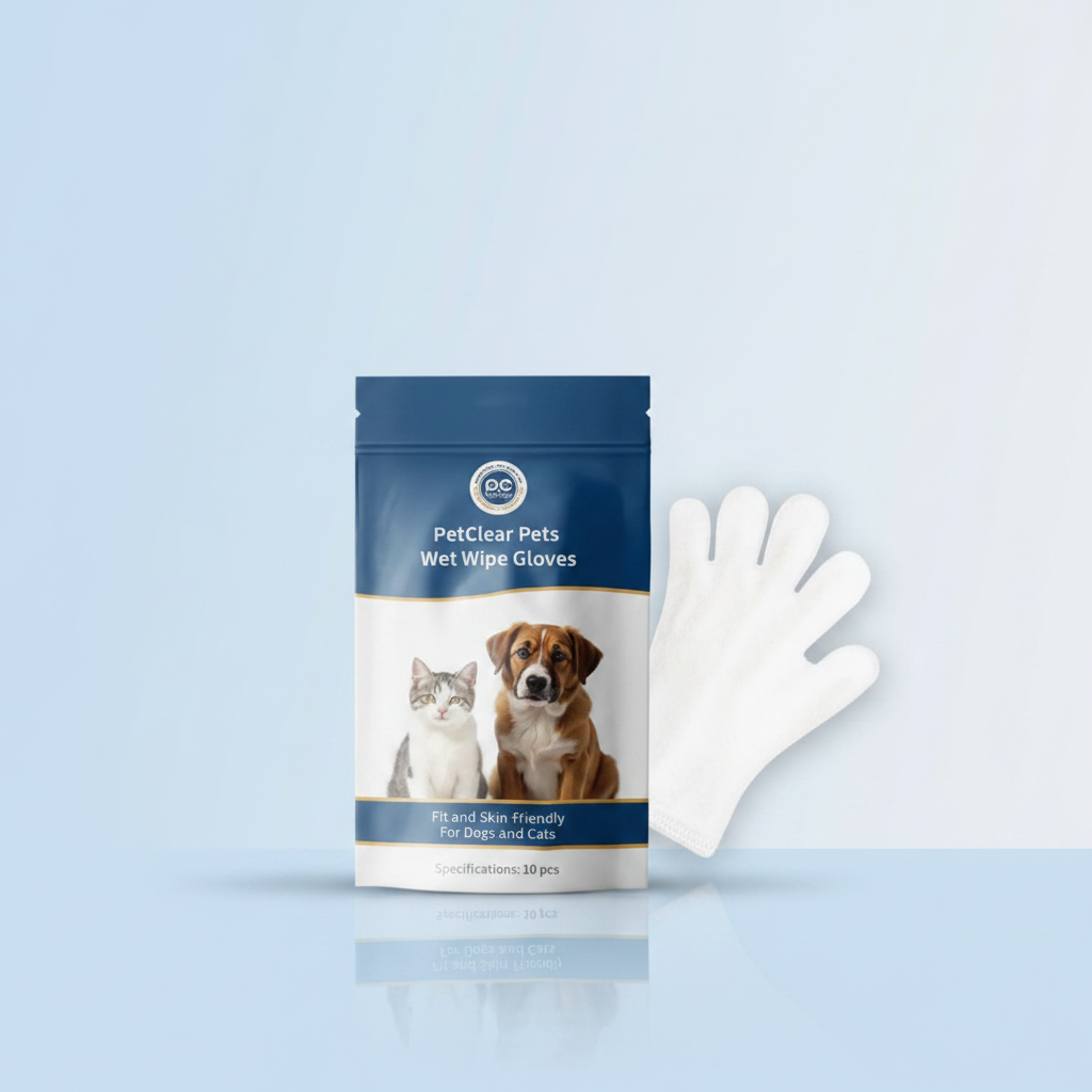 PetClear pet wet wipe gloves package for dogs and cats
