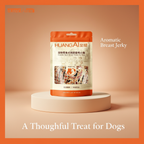 HuangAi aromatic duck breast jerky dog treat pouch on a pedestal
