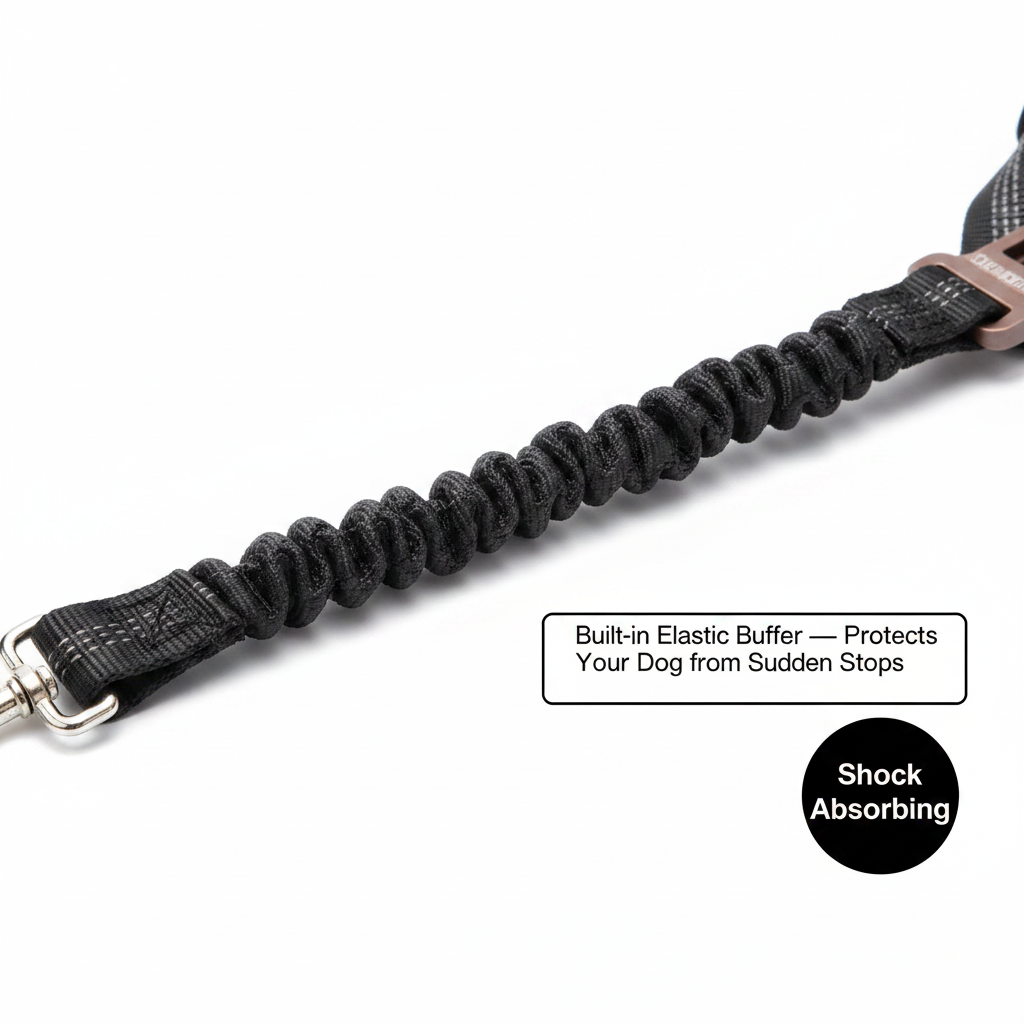 Dog Car Safety Belt — Adjustable Elastic Buffer Leash (Black / Pink / Red)
