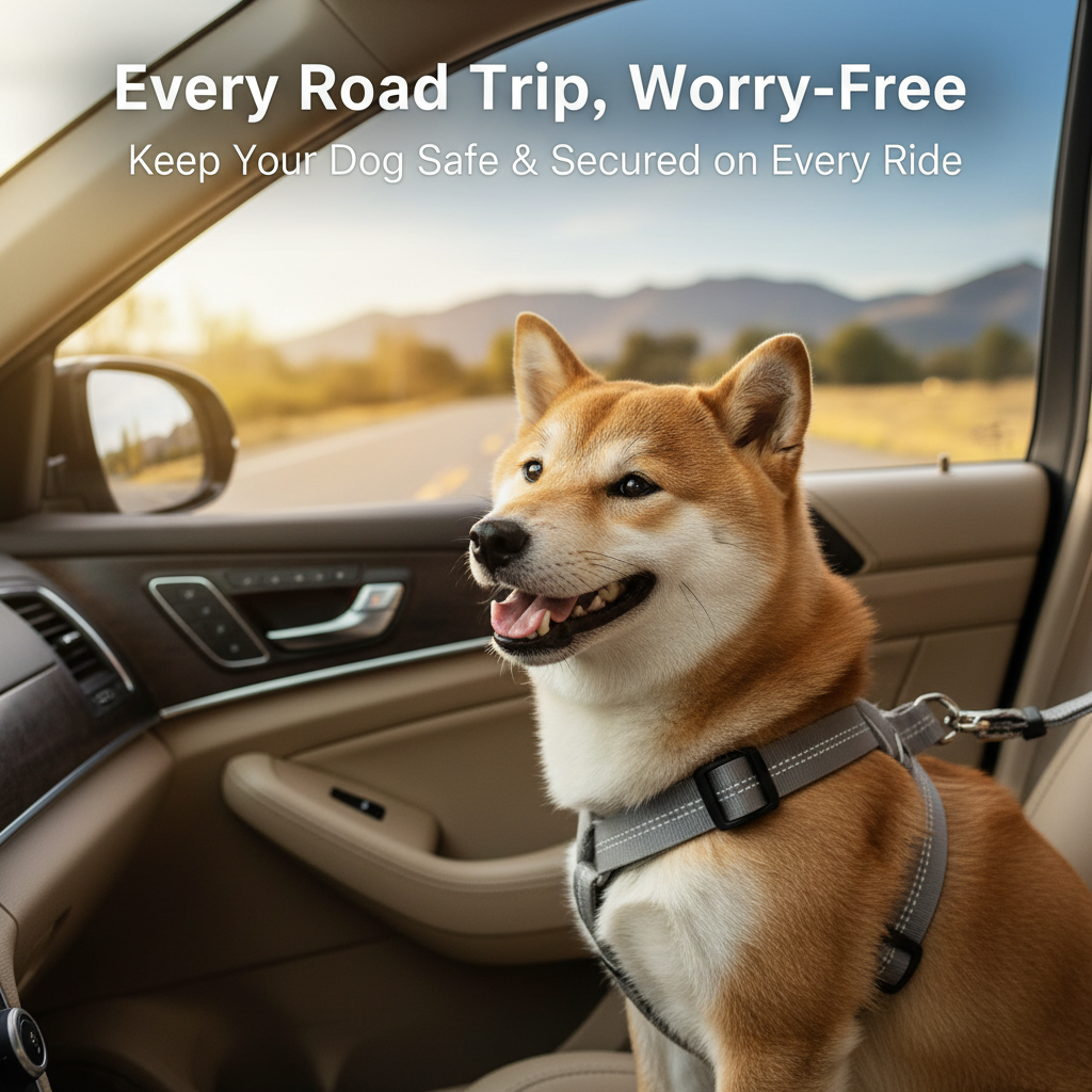 Dog Car Safety Belt — Adjustable Elastic Buffer Leash (Black / Pink / Red)