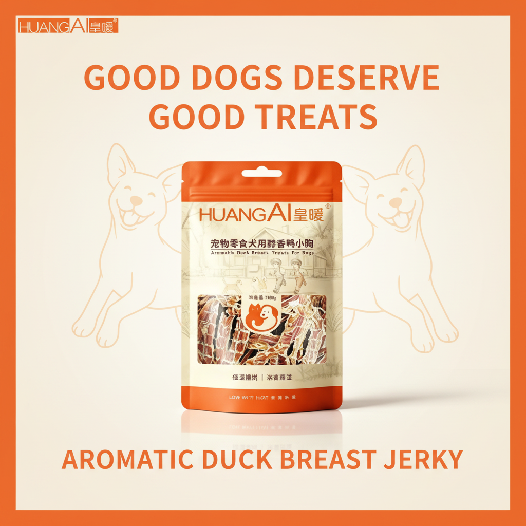 HuangAi aromatic duck breast jerky dog treat pouch with dog illustrations