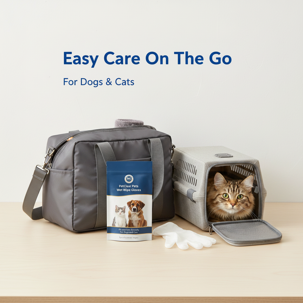 PetClear pet wet wipe gloves for easy care on the go