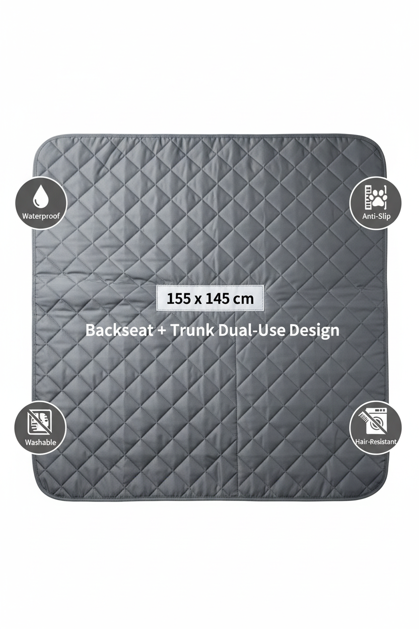 Pet Car Seat Cover — Waterproof & Fur-Proof Dog Car Mat (135 x 145 cm)