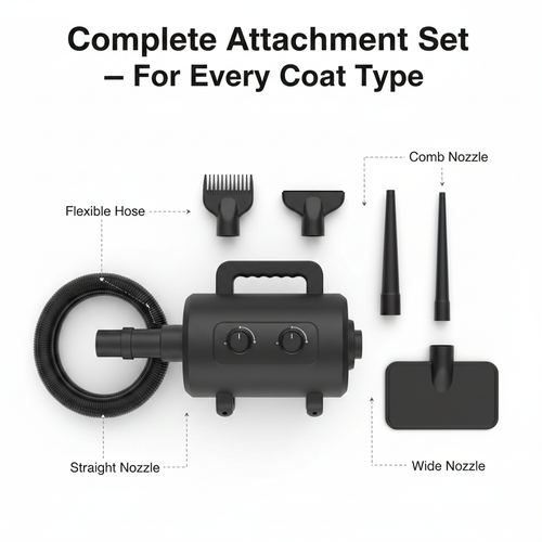 2-in-1 Pet Grooming Blower & Vacuum — High Power, Large Capacity (Midnight Black)