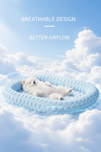 Dog resting on a breathable cooling pet bed
