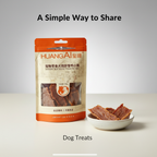HuangAi duck breast jerky dog treat pouch with treats in a bowl