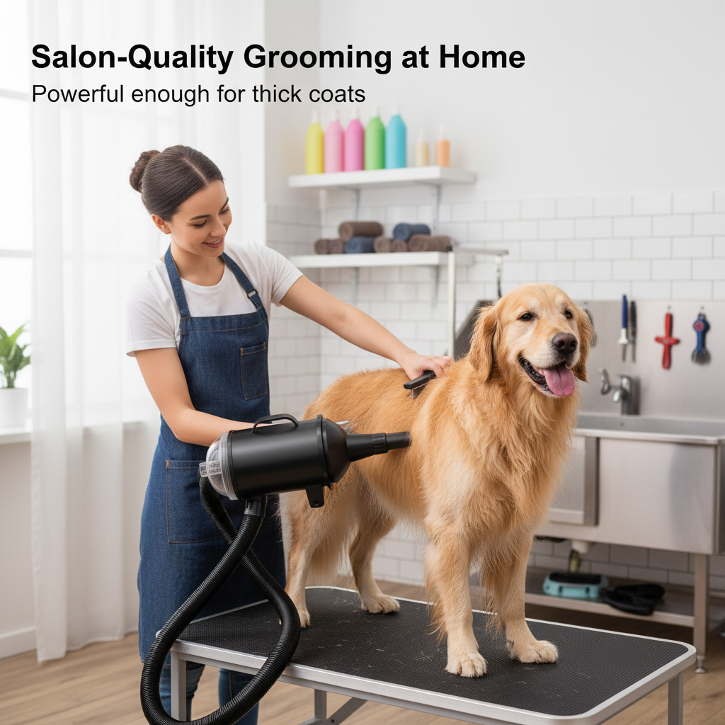 2-in-1 Pet Grooming Blower & Vacuum — High Power, Large Capacity (Midnight Black)