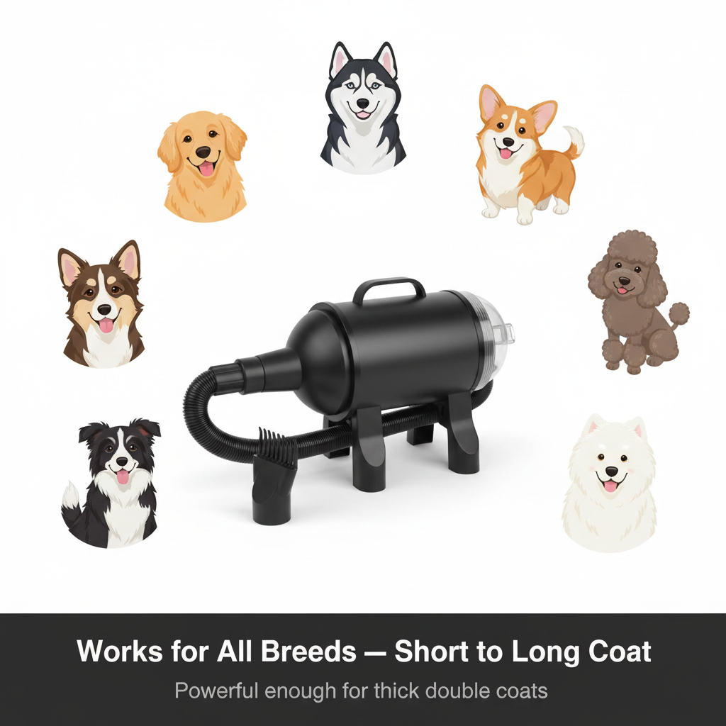 2-in-1 Pet Grooming Blower & Vacuum — High Power, Large Capacity (Midnight Black)