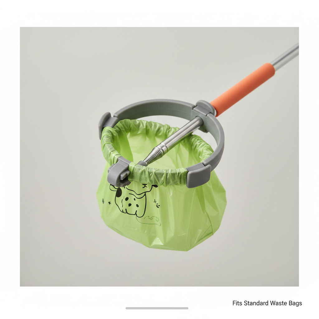 Green waste bag fitted onto the scooper claw, fits standard bags