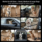 Dog Car Safety Belt — Adjustable Elastic Buffer Leash (Black / Pink / Red)