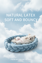 White dog resting on a soft latex pet bed